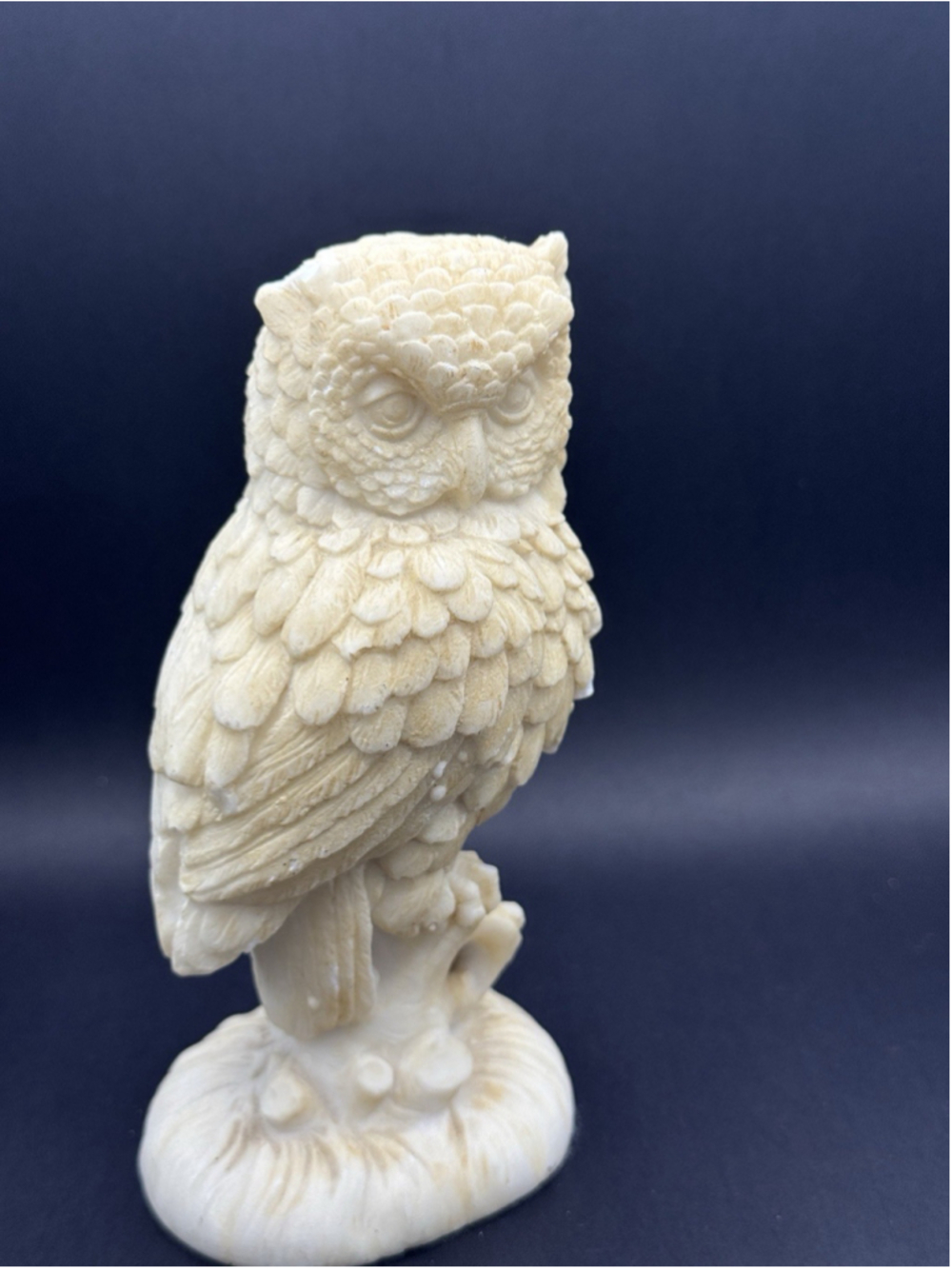 A. Santini Carved Alabaster Owl Figurine - Broken Ear Tuft